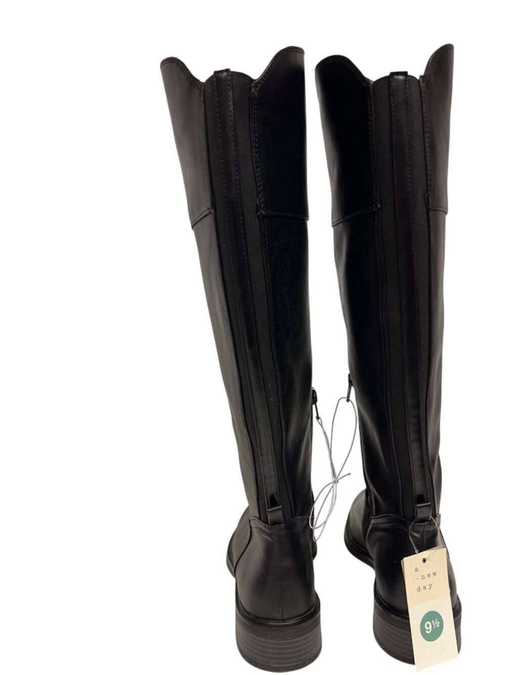 A New Day Women's Boots Knee High Black Faux Leather Size 9.5 Western NEW - Picture 4 of 11